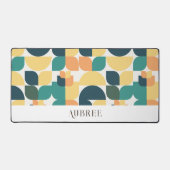 Trendy Blauwgroen & geel geometrisch patroon Bureaumat (Voorkant)