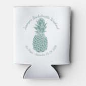 Trendy Blauwgroen Glitter Ananas Bachelorette Part Blikjeskoeler (Voorkant)