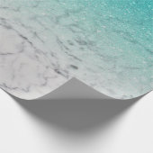 Trendy Blauwgroen Glitter Ombre Wit Marmer Cadeaupapier (Hoek)