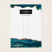 Trendy Blauwgroen & Gold Agate Hair Clip Display Visitekaartje (Voorkant)