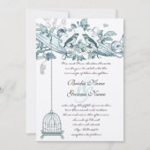 Trendy Blauwgroen Green Bird Cage  Scroll Wedding Kaart (Voorkant)