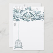 Trendy Blauwgroen Green Bird Cage  Scroll Wedding Kaart (Achterkant)