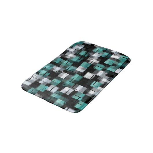 Trendy Blauwgroen Groen Blauw Wit Abstract Plays Badmat (Gekanteld)