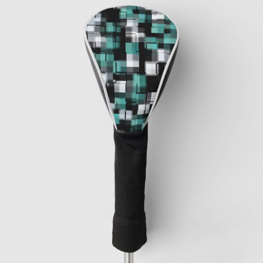 Trendy Blauwgroen Groen Blauw Wit Abstract Plays Golfheadcover (Voorkant)