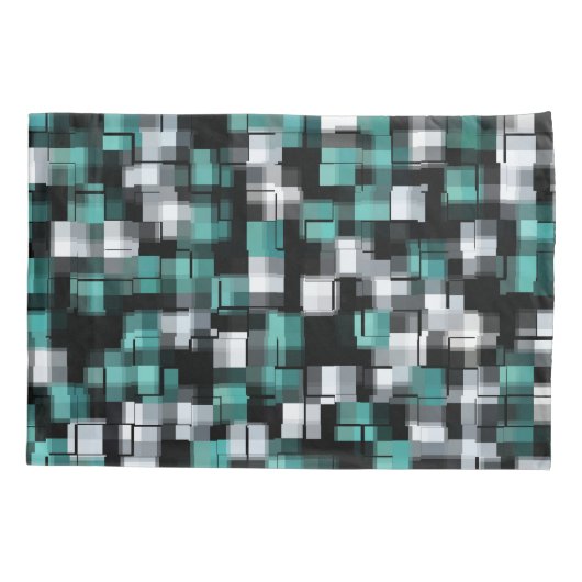 Trendy Blauwgroen Groen Blauw Wit Abstract Plays Kussensloop (Achterkant)