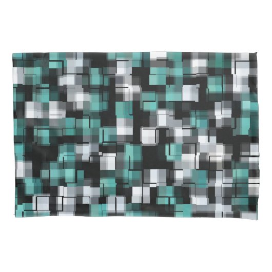 Trendy Blauwgroen Groen Blauw Wit Abstract Plays Kussensloop (Voorkant)