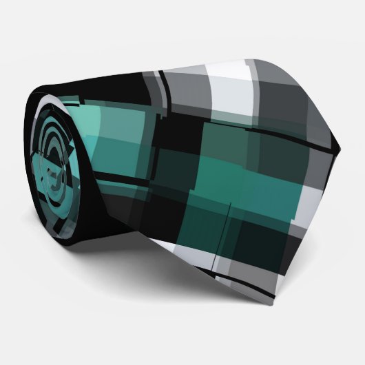 Trendy Blauwgroen Groen Blauw Wit Abstract Plays Stropdas (Opgerold)