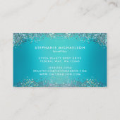 Trendy Blauwgroen Holografische Glitter Haar Make- Visitekaartje (Achterkant)