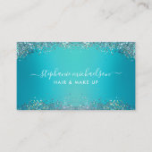 Trendy Blauwgroen Holografische Glitter Haar Make- Visitekaartje (Voorkant)