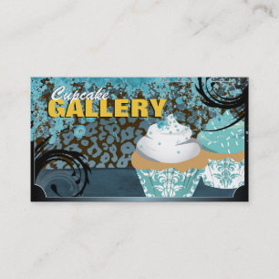 Trendy Blauwgroen leopard Print Cupcake Visitekaar Visitekaartje