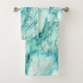 Trendy Blauwgroen Marble Pattern Bad Handdoek (Insitu)