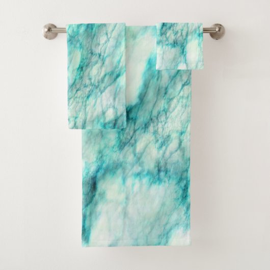Trendy Blauwgroen Marble Pattern Bad Handdoek (Insitu)