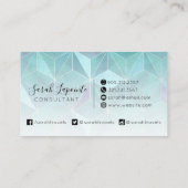 Trendy Blauwgroen marmeren edelsteen geometrisch o Visitekaartje (Achterkant)