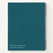 Trendy Blauwgroen Modern minimalistisch Stijlvol Notitieboek (Achterkant)