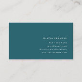 Trendy Blauwgroen Modern minimalistisch Stijlvol Visitekaartje (Achterkant)