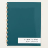 Trendy Blauwgroen moderne minimalistische stijlvol Planner (Voorkant)