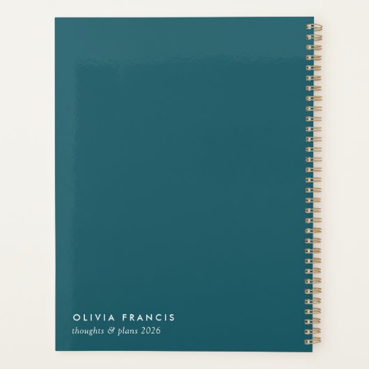 Trendy Blauwgroen moderne minimalistische stijlvol Planner (Achterkant)