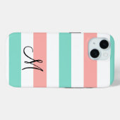 Trendy Blauwgroen Monogram Moderne Smartphone Case-Mate iPhone Case (Achterkant (horizontaal))