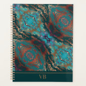 Trendy Blauwgroen Monogram Planner (Voorkant)