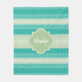 Trendy Blauwgroen Neo Mint Green Knit Pattern and Fleece Deken (Voorkant)