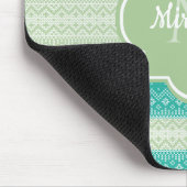 Trendy Blauwgroen Neo Mint Green Knit Pattern and Muismat (Hoek)