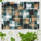 Trendy Blauwgroen Oranje Bruin Witte Spaanplaat Theedoek (Gevouwen)