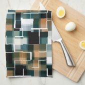 Trendy Blauwgroen Oranje Bruin Witte Spaanplaat Theedoek (Quarter Fold)