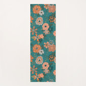 Trendy Blauwgroen Oranje patroonbloemen en wijnsto Yogamat (Voorkant)