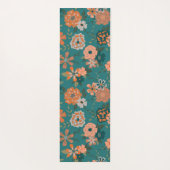 Trendy Blauwgroen Oranje patroonbloemen en wijnsto Yogamat (Achterkant)
