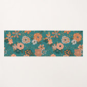 Trendy Blauwgroen Oranje patroonbloemen en wijnsto Yogamat (Voorkant (horizontaal))