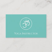 Trendy Blauwgroen QR code Yoga Instructor OM Symbo Visitekaartje (Voorkant)