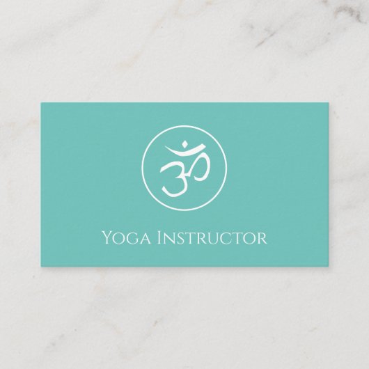 Trendy Blauwgroen QR code Yoga Instructor OM Symbo Visitekaartje (Voorkant)