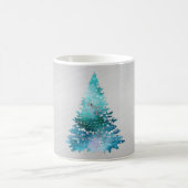 Trendy Blauwgroen Silver Glitter Tree Kerstmis Koffiemok (Center)