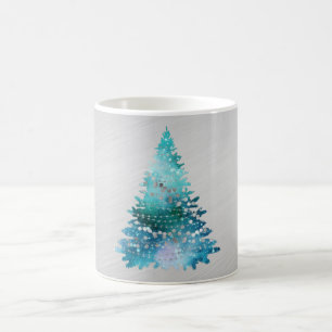 Trendy Blauwgroen Silver Glitter Tree Kerstmis Koffiemok