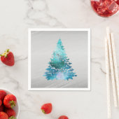 Trendy Blauwgroen Silver Glitter Tree Kerstmis Servet (Insitu)