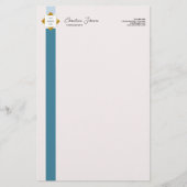 Trendy Blauwgroen Stripes Gold Logo Briefpapier (Voorkant)
