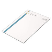 Trendy Blauwgroen Stripes Gold Logo Notitieblok (Schuin)