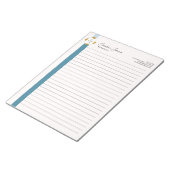 Trendy Blauwgroen Stripes Gold Logo Notitieblok (Schuin)