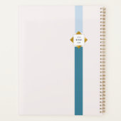 Trendy Blauwgroen Stripes Gold Logo Planner (Achterkant)