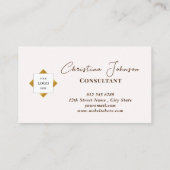 Trendy Blauwgroen Stripes Gold Logo Visitekaartje (Achterkant)