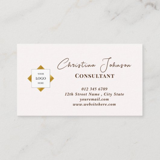 Trendy Blauwgroen Stripes Gold Logo Visitekaartje (Achterkant)