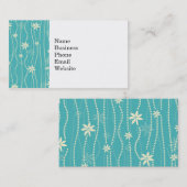 Trendy Blauwgroen Summer Flower Pattern Visitekaartje (Voorkant / Achterkant)
