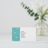 Trendy Blauwgroen Summer Flower Pattern Visitekaartje (Staand voorkant)