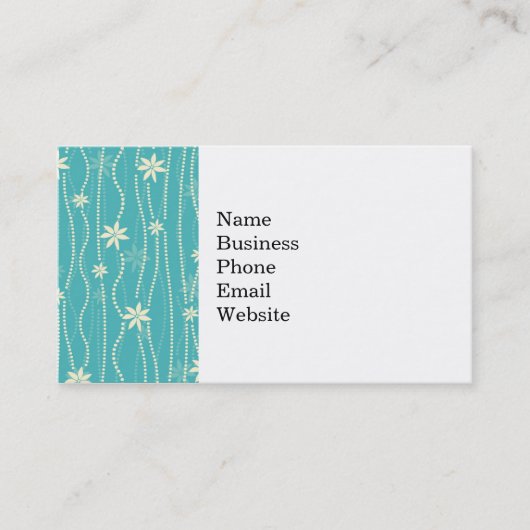 Trendy Blauwgroen Summer Flower Pattern Visitekaartje (Voorkant)