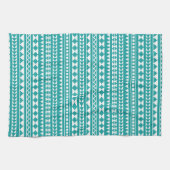 Trendy Blauwgroen Tribal Aztec Pattern Theedoek (Horizontaal)