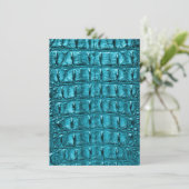 trendy blauwgroen turquoise aqua blue alligator pr bedankkaart (Staand voorkant)