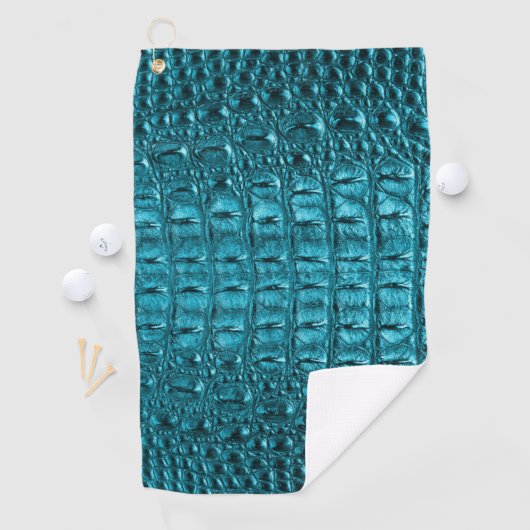trendy blauwgroen turquoise aqua blue alligator pr golfhanddoek (Insitu)