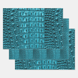 trendy blauwgroen turquoise aqua blue alligator pr inpakpapier vel