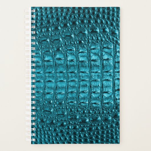 trendy blauwgroen turquoise aqua blue alligator pr planner (Voorkant)
