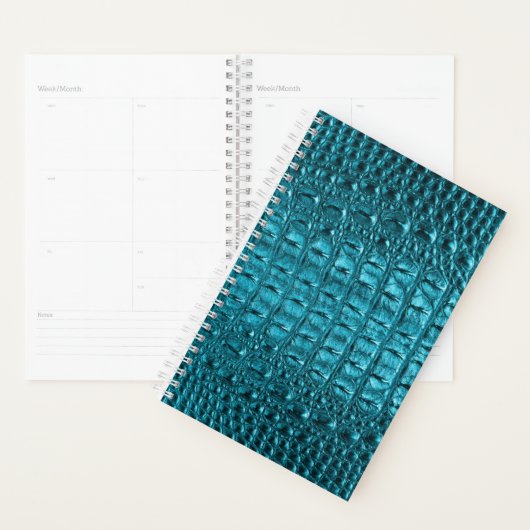 trendy blauwgroen turquoise aqua blue alligator pr planner (Display)